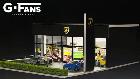 1/64 Diecast Diorama Lamborghini Dealership Garage Display Box 710034 - Kids Adults Toys Cars Gifts Birthday Hobby Collectors Christmas