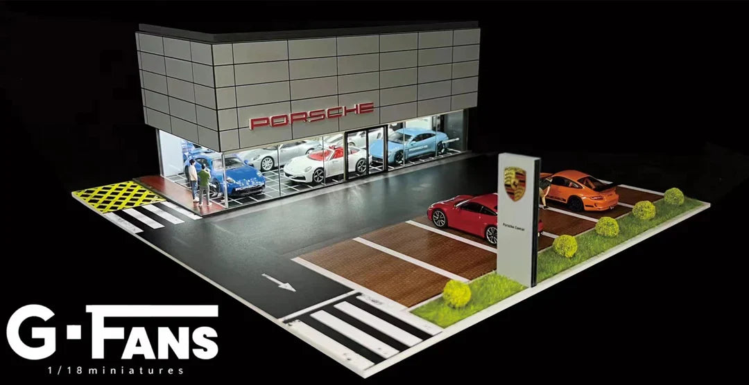 1/64 Diecast Diorama Porsche Garage Dealership 710031 - Kids Adults Toys Cars Gifts Birthday Hobby Collectors Christmas