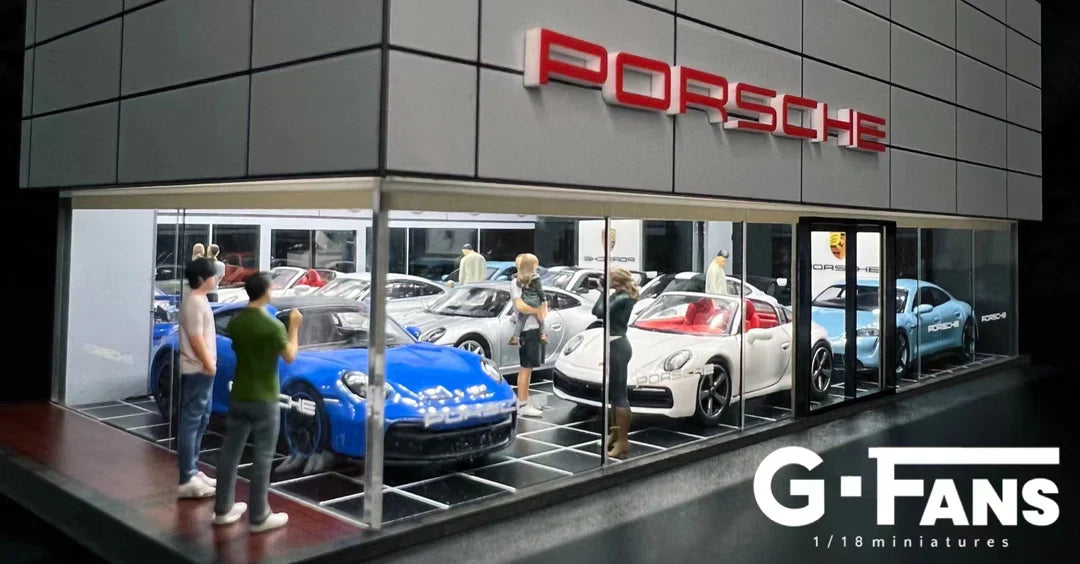1/64 Diecast Diorama Porsche Garage Dealership 710031 - Kids Adults Toys Cars Gifts Birthday Hobby Collectors Christmas