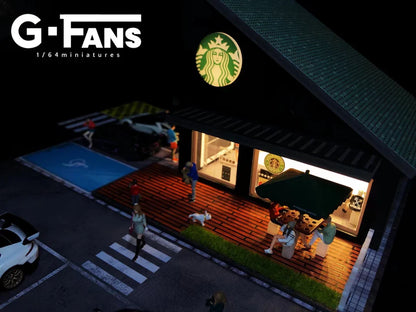 1/64 Diecast Diorama StarBucks Building with Parking Lot 710025 - Kids Adults Gifts Birthday Hobby Collectors Christmas